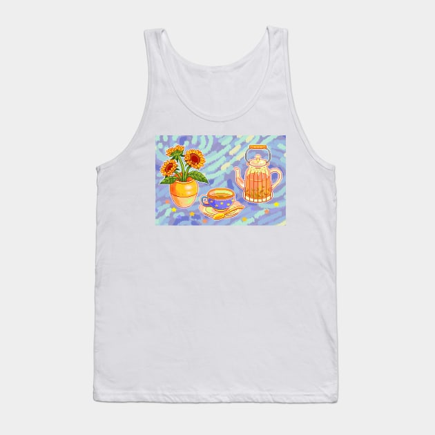 Van Gogh inspired starry yellow sunflower tea Tank Top by pixelins